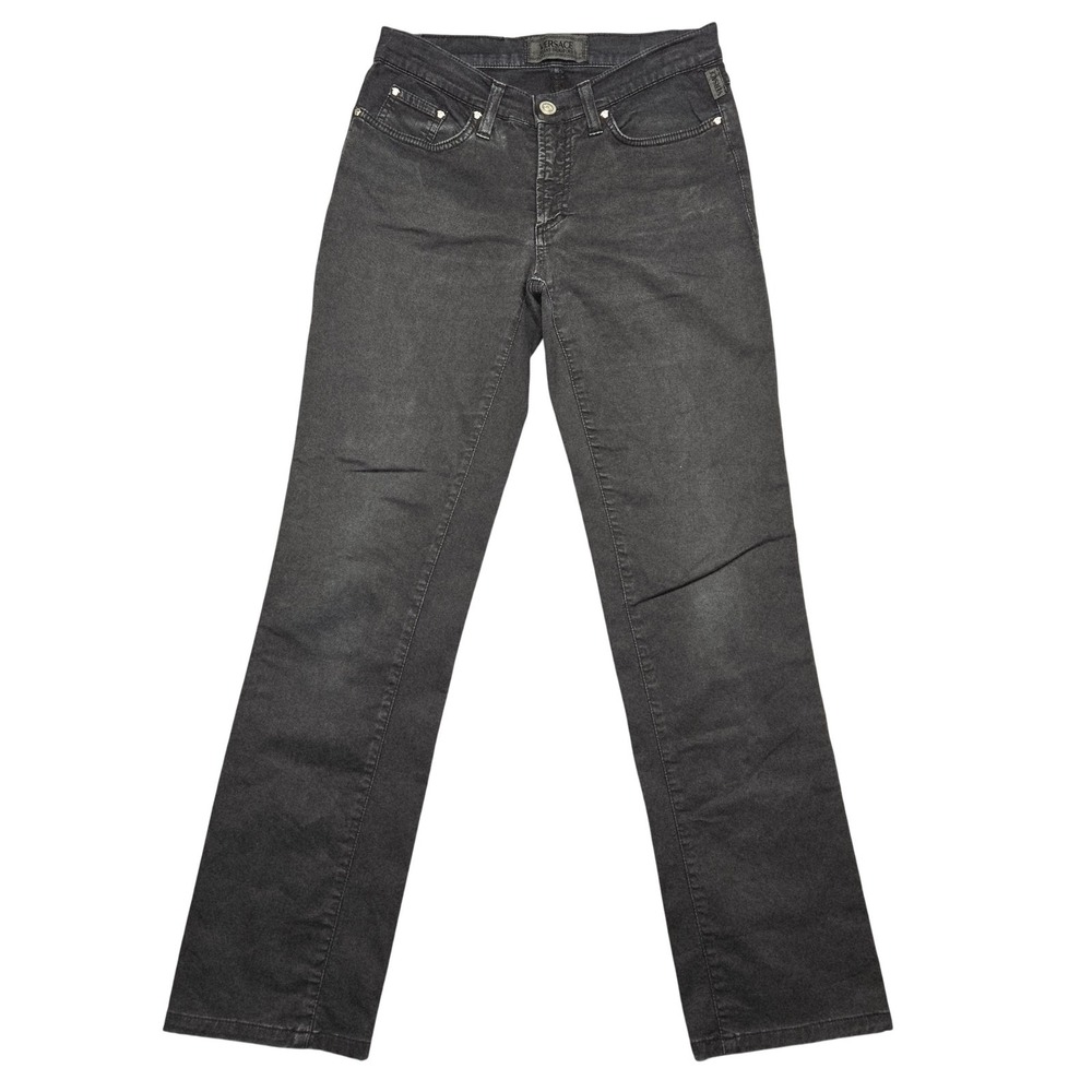 Versace Jeans Signature Jeans Womens 26 Black Straight Medusa Denim Italy